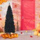 Black 6-foot unlit artificial pencil tree with metal stand, perfect for Halloween decoration with pumpkins and spooky.