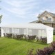 10 x 30 feet canopy tent with 5 removable sidewalls, perfect for outdoor parties and weddings in a grassy area.