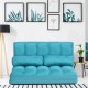 Blue foldable floor lounge couch with adjustable backrest, featuring a soft cushion for versatile seating and.