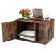 Wooden hidden cabinet cat furniture with divider, featuring a spacious top and side entryway for convenient litter box.