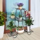 7-tier metal patio plant stand with a classic design, showcasing various plants, perfect for home and garden use.