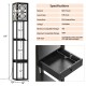 Modern standing shelf lamp with 3 open shelves, 1 power outlet, and 2 USB ports for convenient charging and.