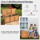 Acacia wood storage bench box with flip-top lid, 46-gallon capacity, ideal for patio or garden use.