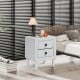 White retro bedside nightstand with two drawers and exquisite handles, perfect for small spaces and home decor.