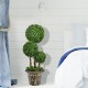 30-inch artificial topiary triple ball tree showcasing dense green leaves and sturdy iron tube, perfect for enhancing.