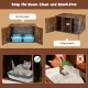 Wooden hidden cabinet cat furniture in coffee color with adjustable divider for litter box and storage, featuring a.