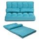 Adjustable blue foldable floor sofa with 6 reclining positions, transforming easily into a bed for versatile relaxation.