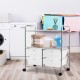 Rolling storage cart with 4 big drawers and 2 mesh shelves, ideal for kitchen or office organization.