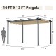 10 x 13 feet outdoor aluminum pergola with retractable beige canopy, ideal for garden and poolside shade.