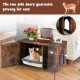 Wooden cat litter box enclosure with side entry, detachable panel, and spacious top for decor, perfect for indoor use.