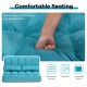 Foldable floor lounge couch in blue with adjustable backrest, soft suede fabric, and removable pillows for versatile.