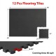 Thick black rubber exercise mat set of 2, 48 sq ft coverage, featuring interlocking edges for easy assembly.