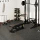 Rubber top exercise mat with interlocking tiles, 48 sq.ft coverage, ideal for home gym and noise reduction.