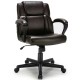 Adjustable leather executive office chair with armrests, ergonomic design, and 360° swivel for versatile use.