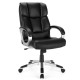 Big and tall adjustable high back leather executive desk chair with padded armrests and 360° swivel for office use.