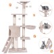 56-inch cat play tree with scratching posts, two platforms, and cozy hideaway for climbing, lounging, and playing.