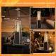 Portable steel tabletop patio heater with glass tube, 10000 BTU, compact design for outdoor use, 360° heating.