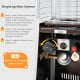 Close-up of the ignition system on a 10000 BTU portable steel tabletop patio heater for easy flame adjustment.