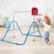 Kids folding horizontal bar with adjustable height and basketball hoop, promoting fun and motor skill development.