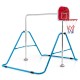 Kids folding horizontal bar with basketball hoop, adjustable height, stable carbon steel frame, ideal for indoor.
