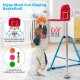 Kids' folding horizontal bar with basketball hoop, adjustable height, and sturdy carbon steel frame for safe play.
