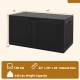100-gallon black resin deck box with rattan texture, waterproof design, and dual function as a storage bench.