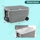 Portable wheeled ice cooler with high-performance PU insulation, measuring 30" x 18.5" x 17.5", ideal for outdoor activities.
