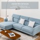 L-shaped blue sofa couch with adjustable headrests, cozy cushions, and metal legs, perfect for living room comfort.