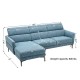 L-shaped blue sofa couch with adjustable headrests, 800 lbs capacity, featuring thick cushions for comfort.