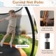Curved net poles of the 10FT outdoor trampoline with safety enclosure net, featuring anti-collision foam sleeves for.