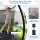 Curved net poles of the 10FT outdoor trampoline with safety enclosure net, ensuring safe bouncing for kids.