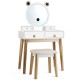 Vanity set featuring a touch screen dimming mirror, four drawers, and solid beech wood legs for stable use.