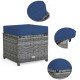 Navy cushion-top wicker ottoman from the 7-piece patio rattan dining set, ideal for outdoor relaxation and versatility.