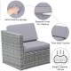 Single corner sofa from the 8-piece wicker patio set in gray with thick back cushion and zippered cover for easy.