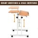 Height adjustable sit-stand computer desk with tilting surface, sturdy steel frame, and four rolling wheels for easy.
