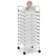 10-drawer rolling storage cart with chrome plated steel frame and transparent drawers, ideal for organizing supplies at.