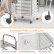 10-drawer rolling storage cart with chrome frame and transparent drawers, featuring 4 universal wheels for easy.