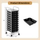 10-drawer rolling storage cart in black with metal frame, dimensions 38" x 13", ideal for home or classroom.
