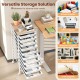 10-drawer rolling storage cart with wooden tabletop, ideal for organizing office, craft, or salon supplies.