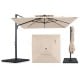 10 FT cantilever umbrella with aluminum pole and 220 lbs base in beige, ideal for outdoor patio shading.