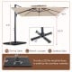 10 FT cantilever umbrella with beige canopy and 220 lbs base, ideal for outdoor dining and lounging.