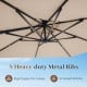 Heavy-duty metal ribs of the 10 FT aluminum cantilever umbrella provide rigid support and increased stability.