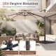Beige 10 FT aluminum pole patio cantilever umbrella with 360-degree rotation, ideal for outdoor relaxation.