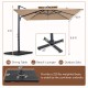 10 ft cantilever umbrella with aluminum pole and 220 lbs base, ideal for outdoor dining and lounging.