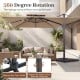 Brown 10 FT aluminum pole patio cantilever umbrella with 360-degree rotation, ideal for outdoor shade and comfort.
