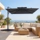Gray 10 FT aluminum pole cantilever umbrella with a sturdy 220 lbs base, perfect for outdoor patio shade.