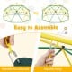 Dome climber assembly guide showing swing seat attachment and hanging process for the 10 Feet Green Dome Climber.