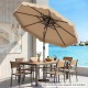 Beige 10-foot patio umbrella with a sturdy 1.5" pole, ideal for providing flexible shade at outdoor dining tables.