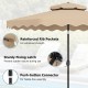 10 feet beige patio umbrella with push-button tilt, crank handle, and reinforced rib pockets for enhanced stability.