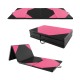 Folding exercise mat in black and pink, 10x4 feet, with carrying handles, ideal for gymnastics and kids' play.